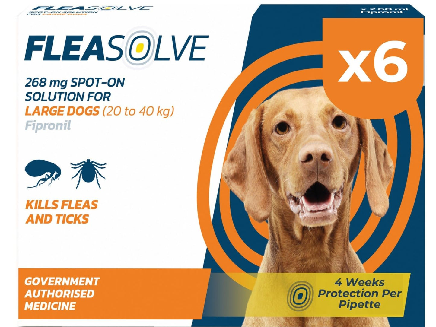 Dog Flea Treatment Small Dog x 6 - Spot on Flea Treatment for Dogs Small 2-10kg - FleaSolve Flea & Tick Solution - 6 x Pipettes - 6 x Doses