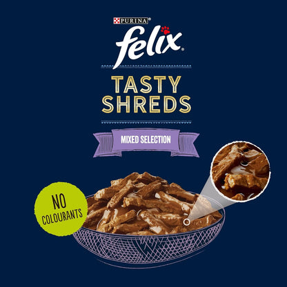 FELIX Tasty Shreds Mixed Selection in Gravy Wet Cat Food 40x80g