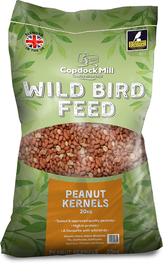Copdock Mill Peanuts for Wild Birds - Peanut Kernels Bird Feed 20kg - High In Energy, Protein Rich Wild Bird Peanuts - Bird Seeds for Small Garden Birds