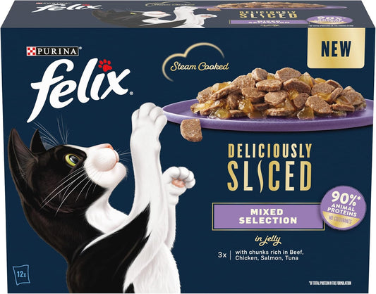 Felix Deliciously Sliced Adult Wet Cat Food Mixed Selection 12x80g
