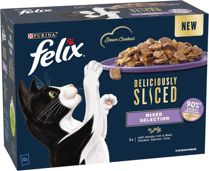 Felix Deliciously Sliced Adult Wet Cat Food Mixed Selection 12x80g