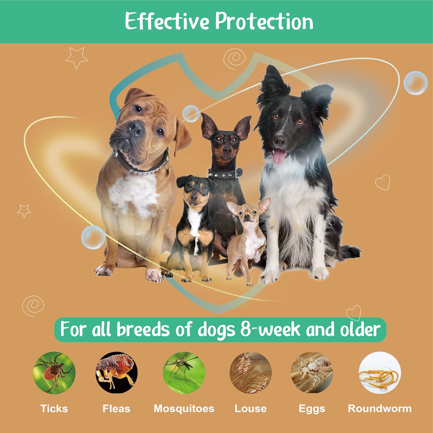 Natural Spot on Flea and Tick Treatment for Dogs, Flea and Tick Prevention for Dogs, Dog Flea Treatment, Fast Acting & Waterproof, 3 Pipettes (2-10kg Small Dogs)